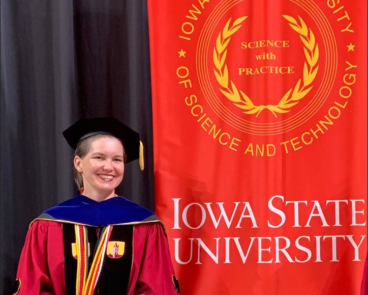 ISU graduate student at commencement