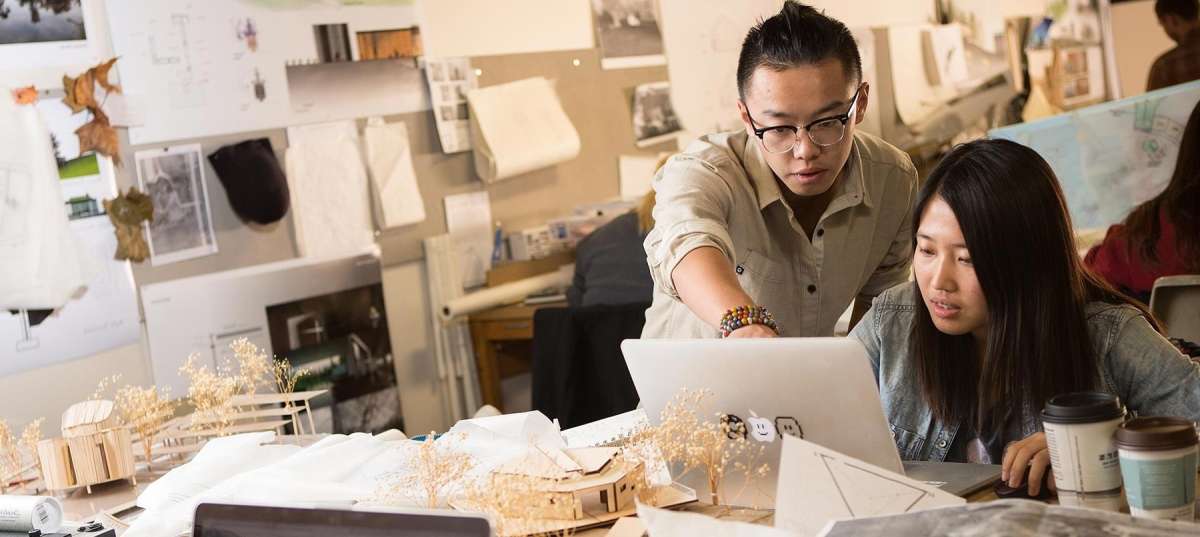 Students working at computers